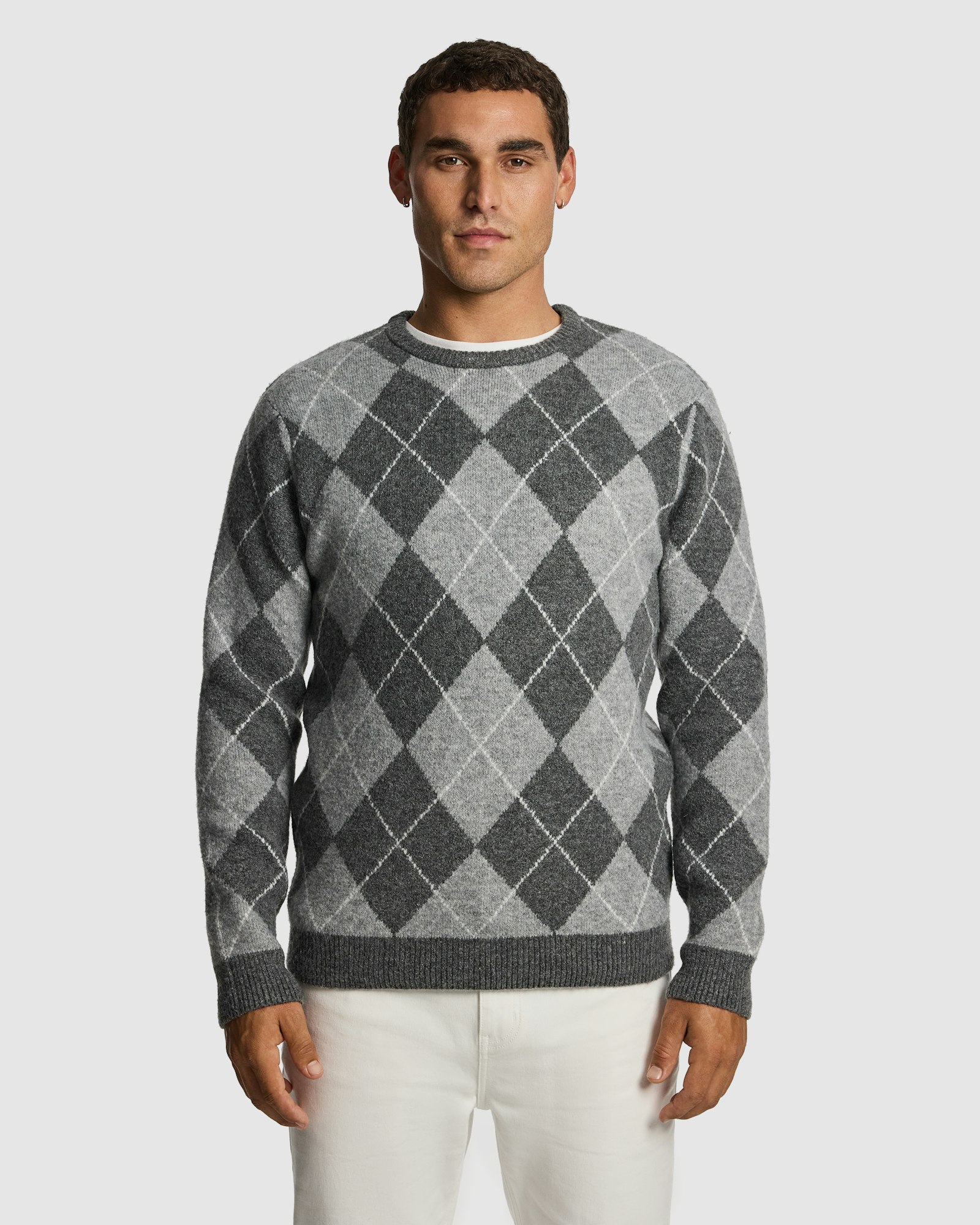 Hamish Crew Argyle Knit Jumper