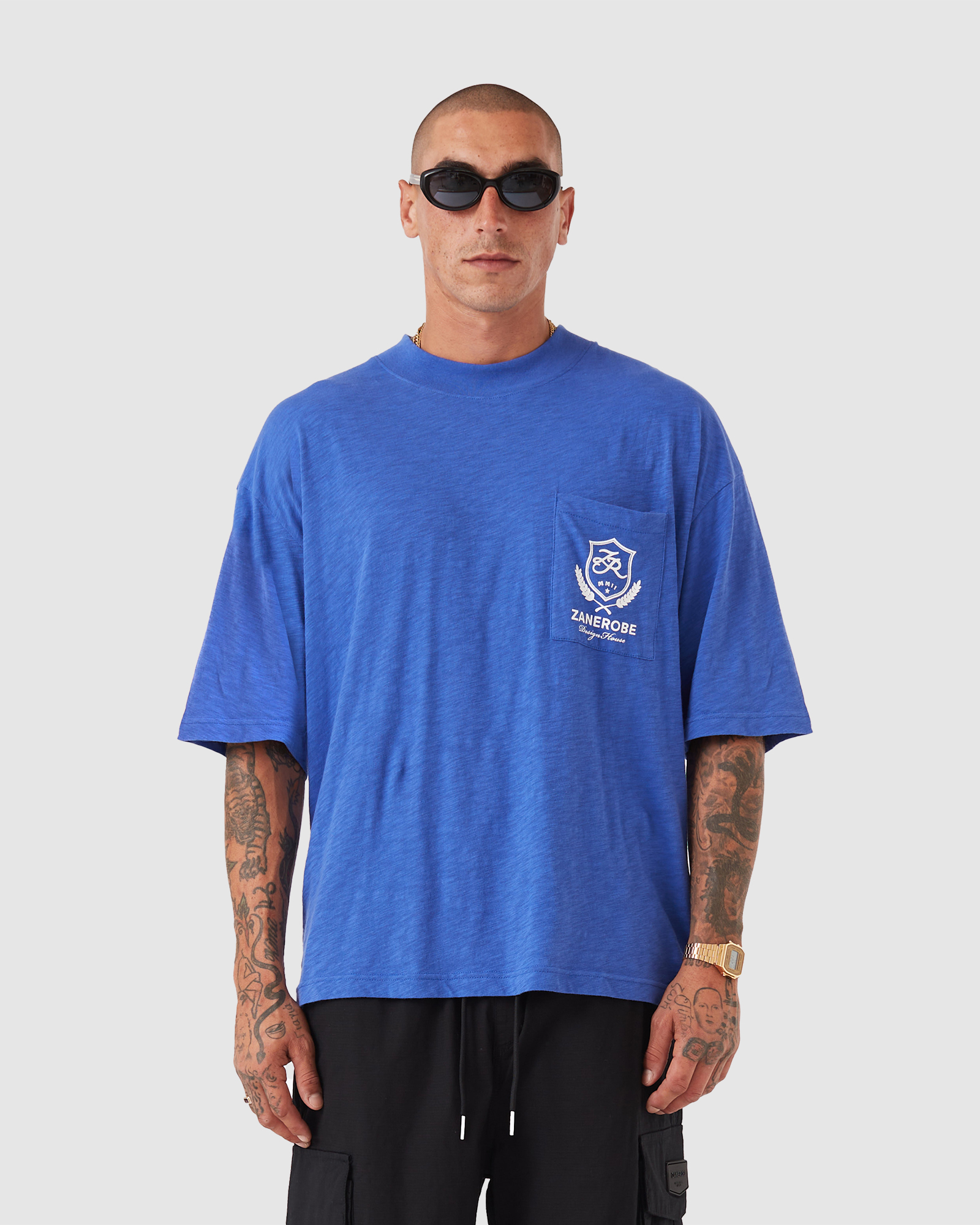 Crest Slub Flow Tee Cobalt Blue