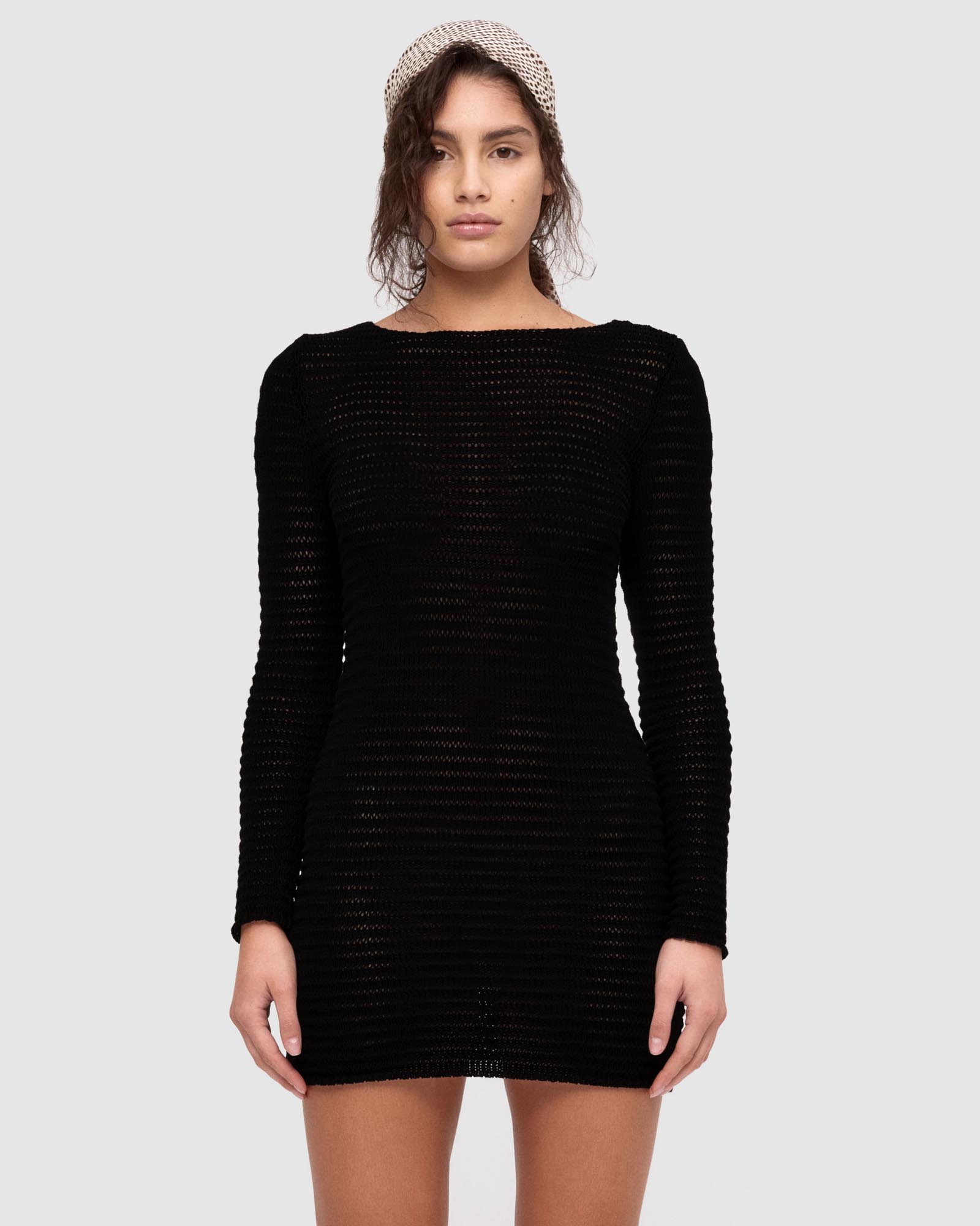 Cotton Lattice Knit Mini Dress